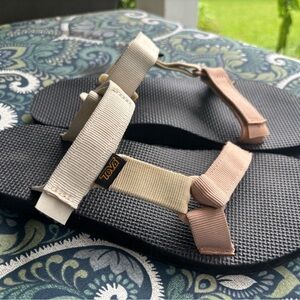 Teva Sandals in Black, Cream, and Tan